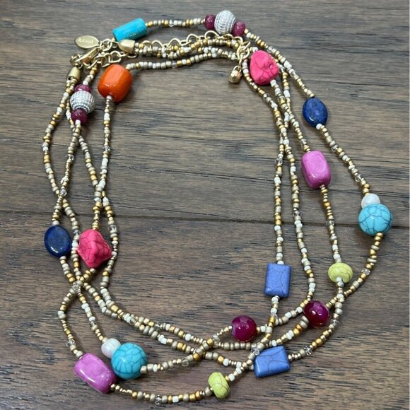 CHICO'S "Skylar" Multicolor Stone Beads Double Strand Necklace & Earring Set NWT - Picture 5 of 9